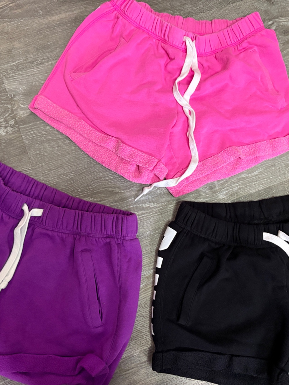 PINK Victoria's Secret Trio: Hot Pink, Purple & Black Lounge Shorts